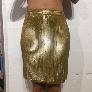 Vintage inc gold beaded beads skirt cocktail 2p